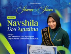 Disparpora Kotabaru Apresiasi Nayshila Dwi Agustina Usai Sabet Juara III Duta Pepelingasih Kalsel 2026